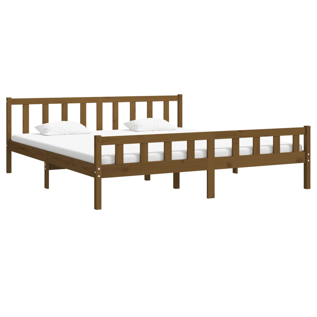 Bed frame without mattress honey brown solid wood 200x200 cm