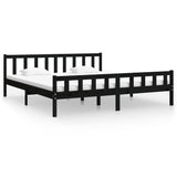 Bed frame without mattress black solid wood 200x200 cm