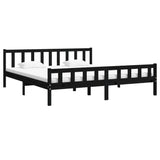 Cadre de lit sans matelas noir bois massif 200x200 cm