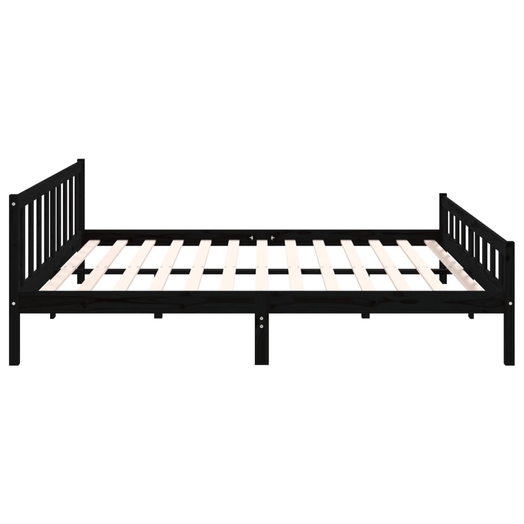 Cadre de lit sans matelas noir bois massif 200x200 cm