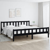 Cadre de lit sans matelas noir bois massif 200x200 cm