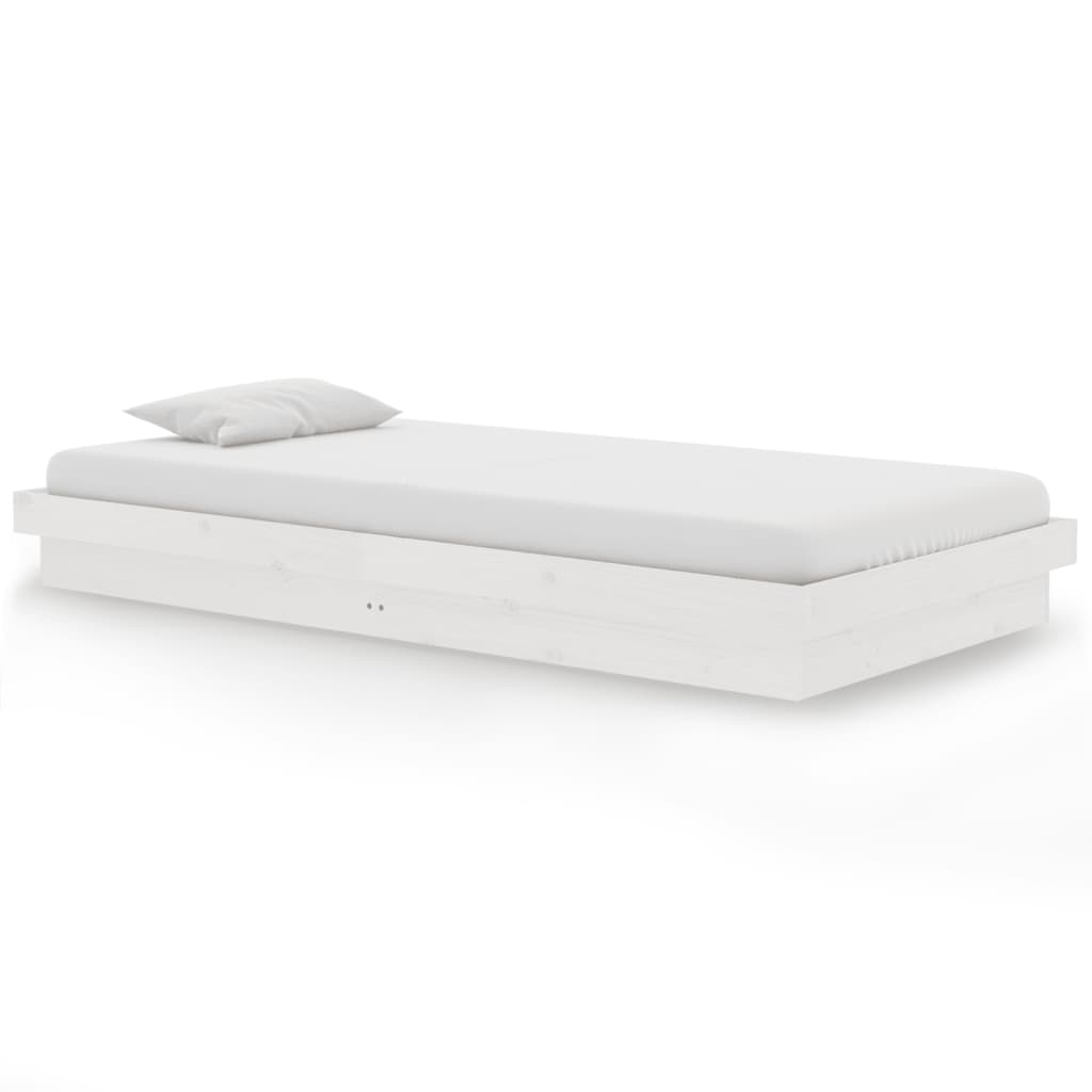 Cadre de lit sans matelas blanc bois massif 100x200 cm