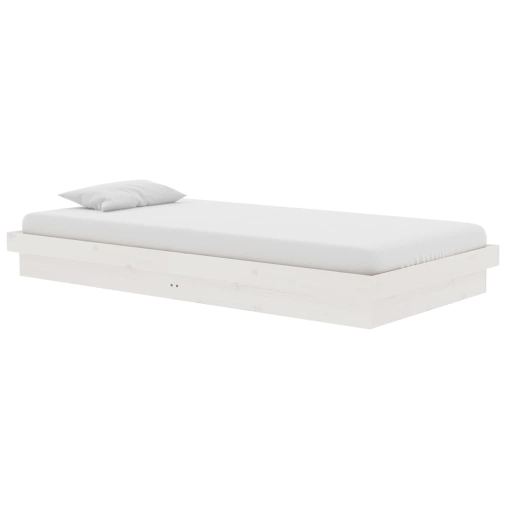 Cadre de lit sans matelas blanc bois massif 100x200 cm