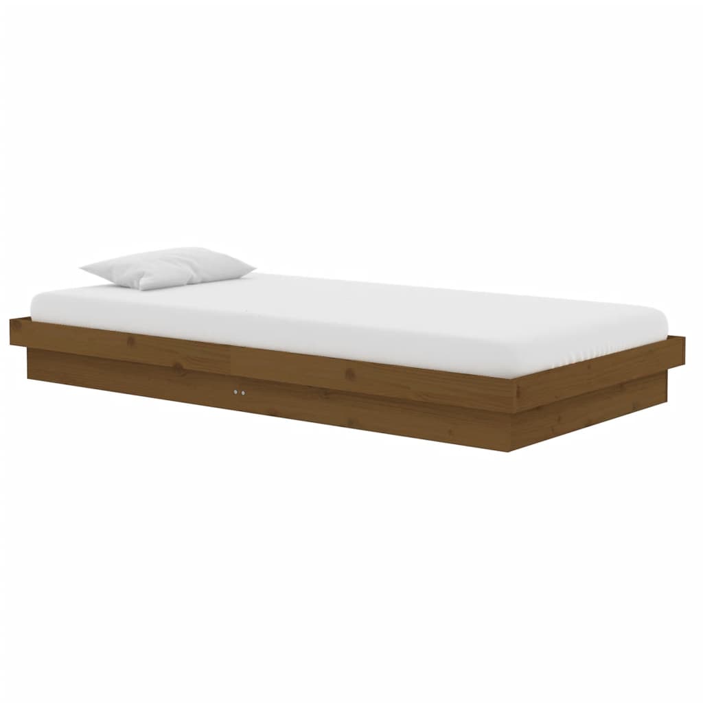 Cadre de lit sans matelas marron miel bois massif 100x200 cm