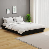 Cadre de lit sans matelas noir bois massif 120x200 cm