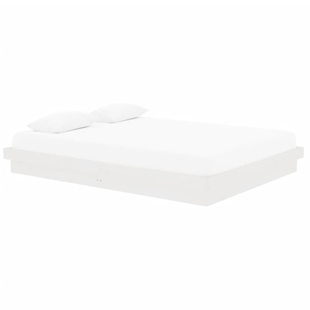 Cadre de lit sans matelas blanc bois de pin massif