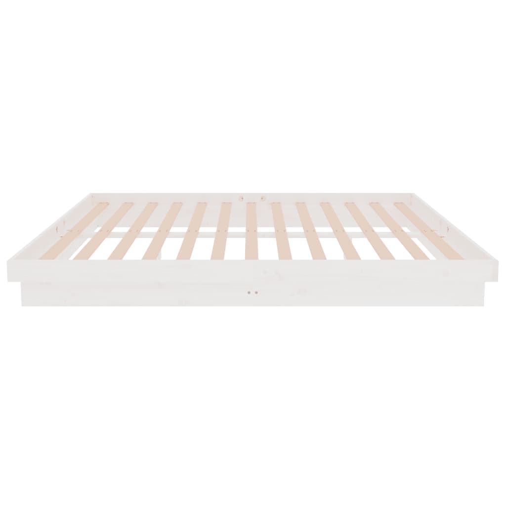 Cadre de lit sans matelas blanc bois de pin massif