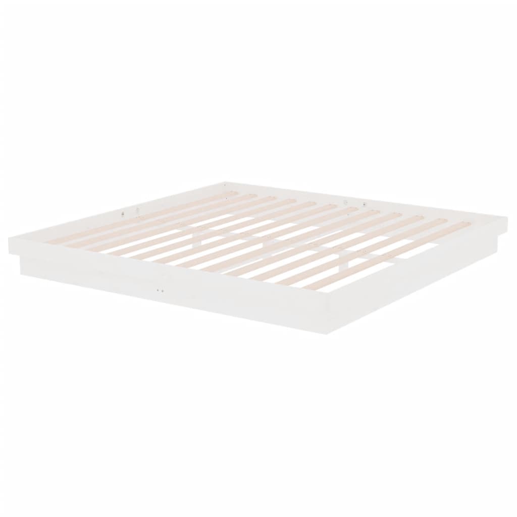 Cadre de lit sans matelas blanc bois massif 200x200 cm