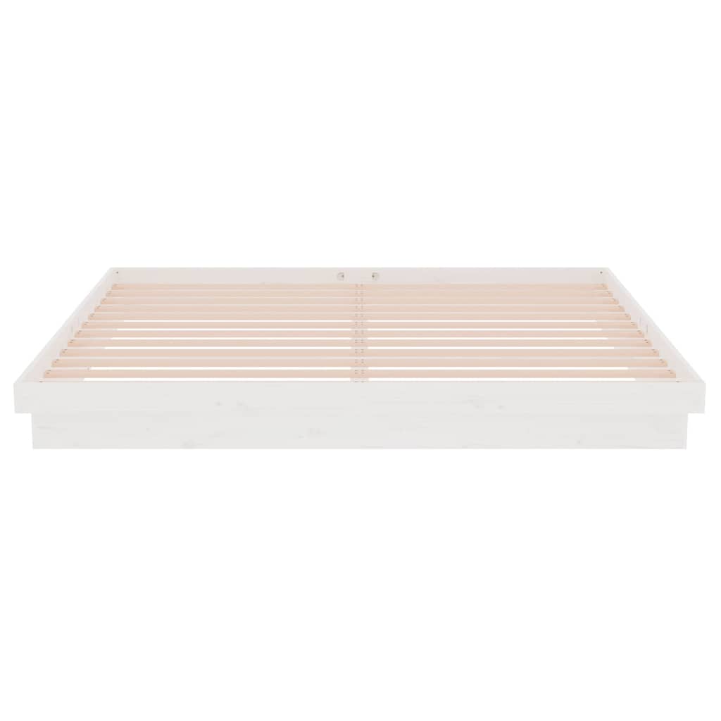 Cadre de lit sans matelas blanc bois massif 200x200 cm