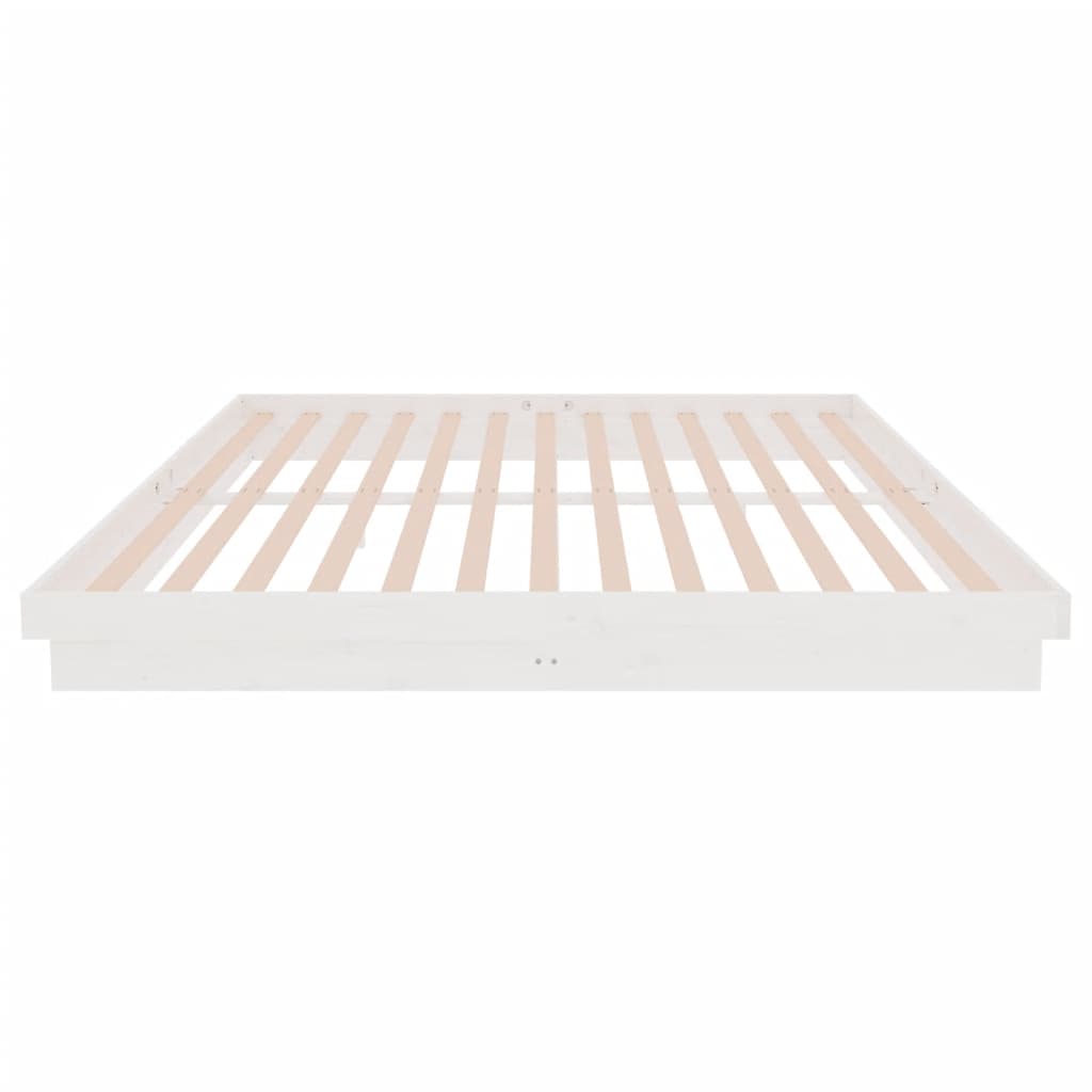 Cadre de lit sans matelas blanc bois massif 200x200 cm