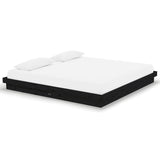 Cadre de lit sans matelas noir bois massif 200x200 cm