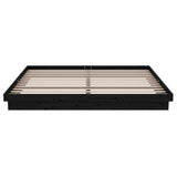 Cadre de lit sans matelas noir bois massif 200x200 cm