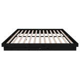 Cadre de lit sans matelas noir bois massif 200x200 cm