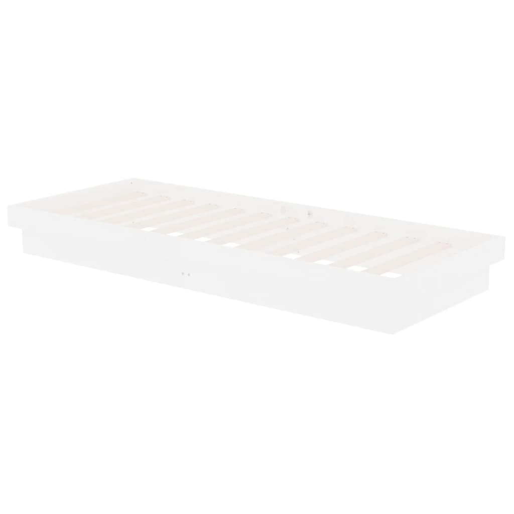 Cadre de lit sans matelas blanc bois massif