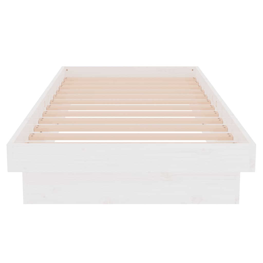 Cadre de lit sans matelas blanc bois massif