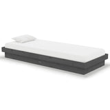 Cadre de lit sans matelas gris bois massif