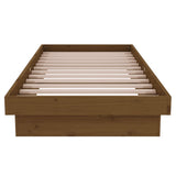 Cadre de lit sans matelas marron miel bois massif