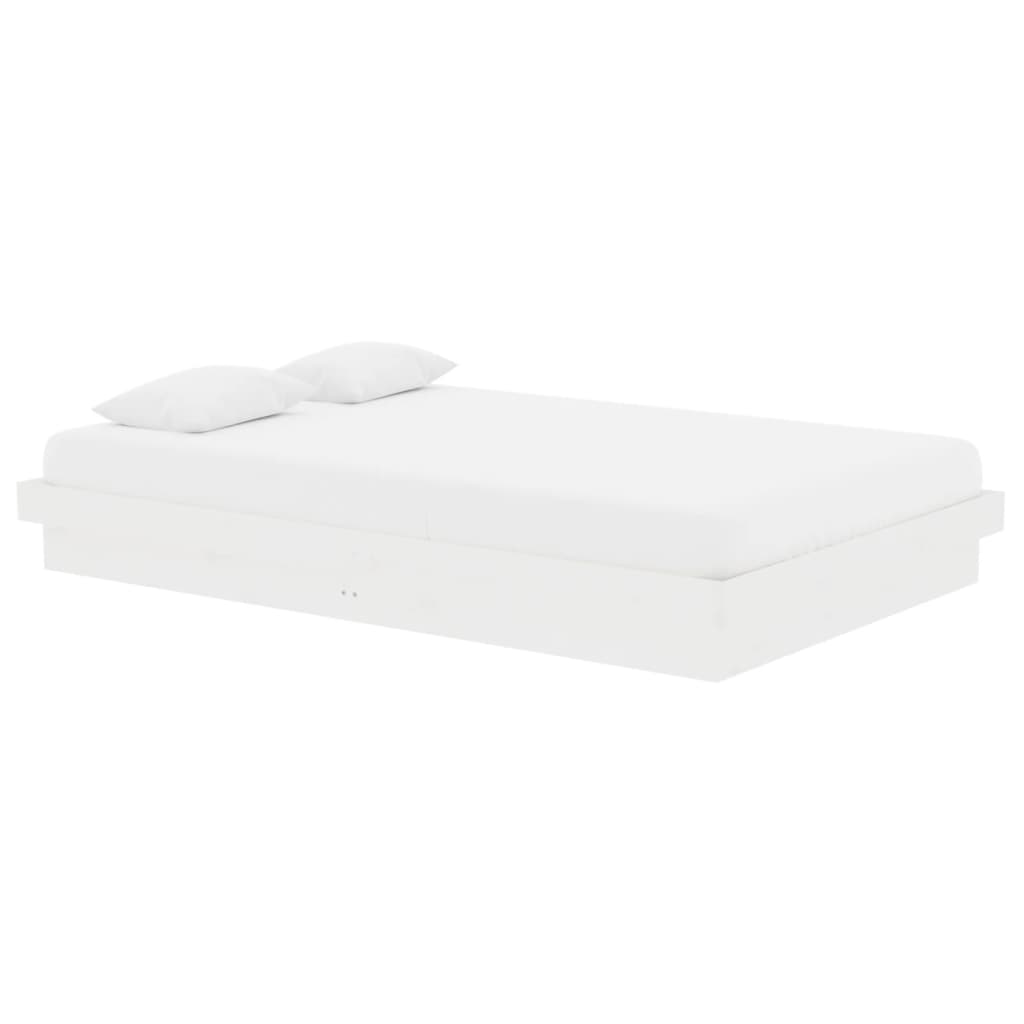 Cadre de lit sans matelas blanc bois massif