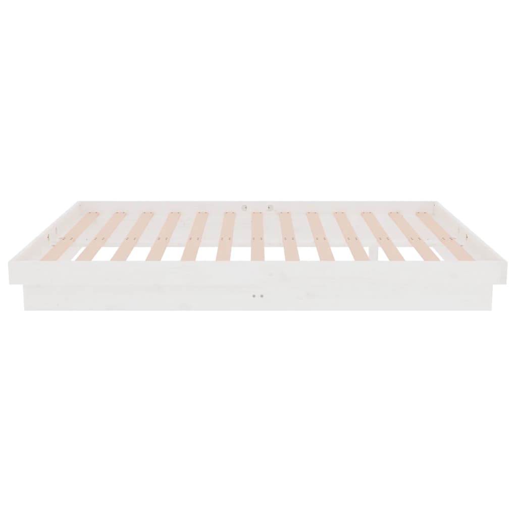 Cadre de lit sans matelas blanc bois massif