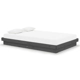 Cadre de lit sans matelas gris bois massif