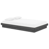 Cadre de lit sans matelas gris bois massif