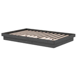 Cadre de lit sans matelas gris bois massif