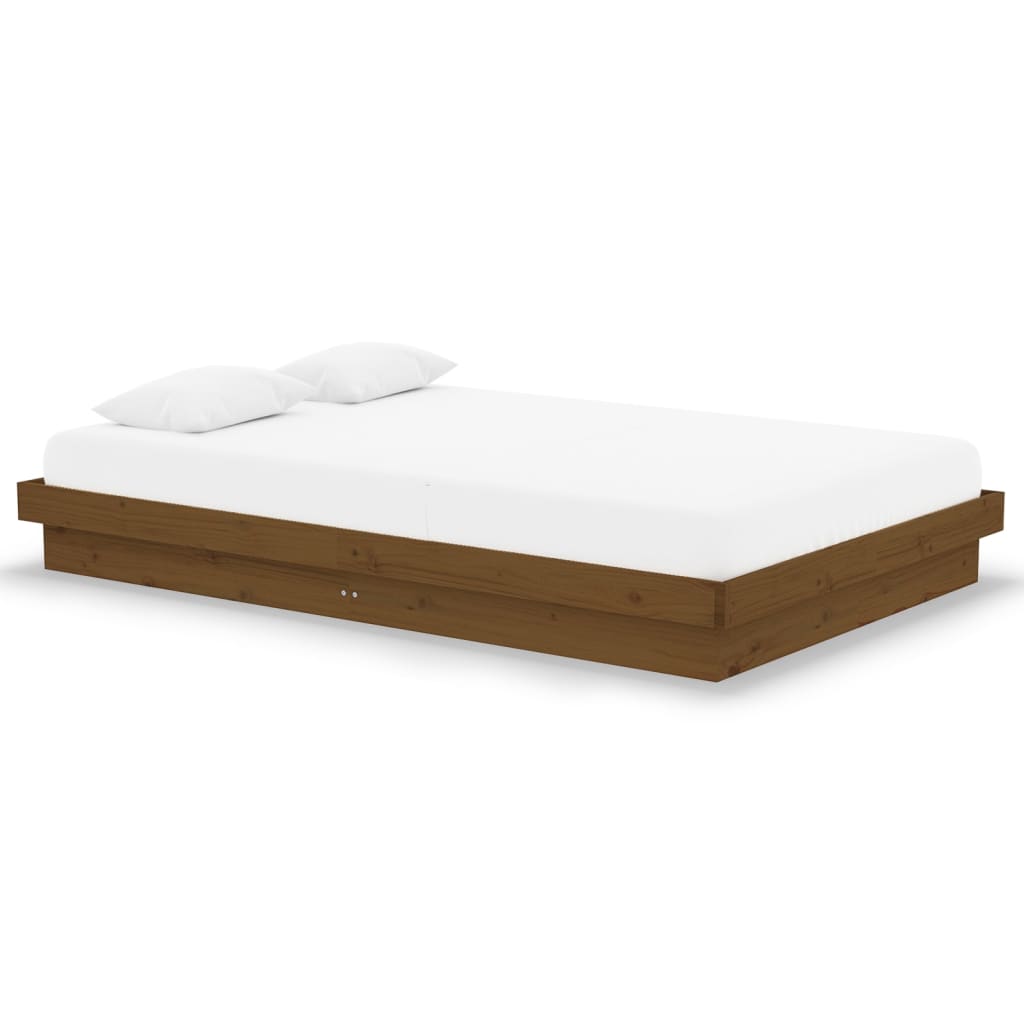 Cadre de lit sans matelas marron miel bois massif