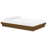 Cadre de lit sans matelas marron miel bois massif