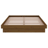 Cadre de lit sans matelas marron miel bois massif