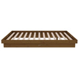 Cadre de lit sans matelas marron miel bois massif