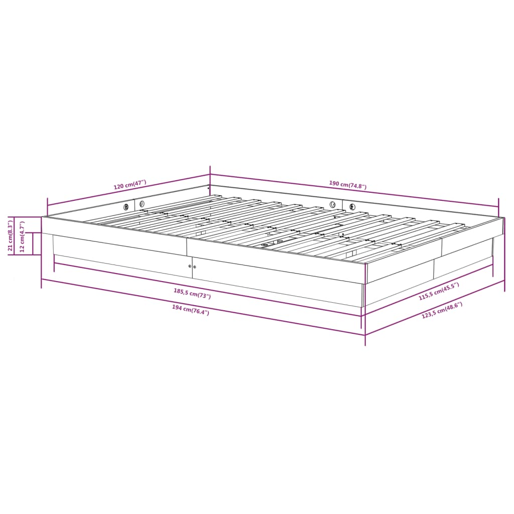 Cadre de lit sans matelas marron miel bois massif