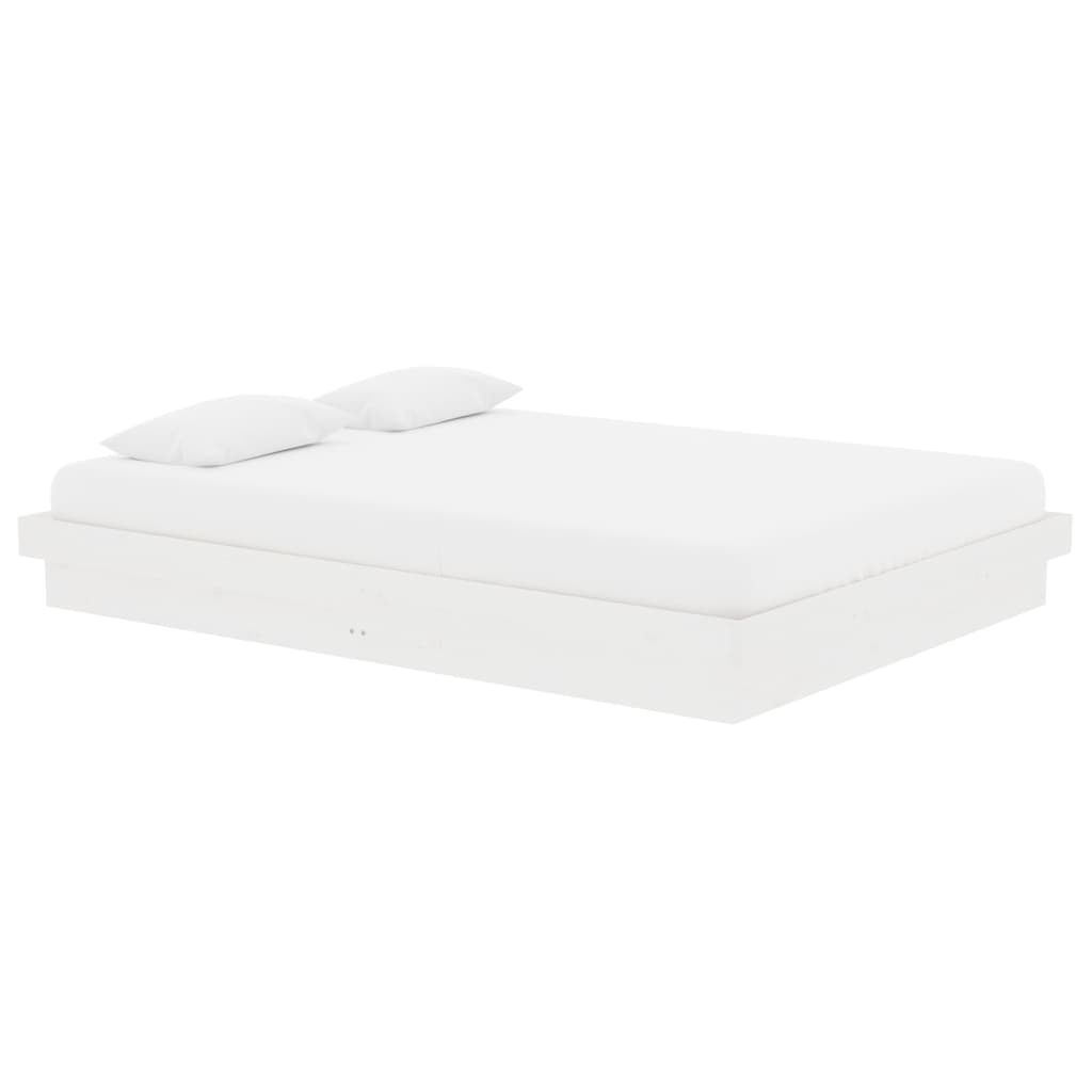 Cadre de lit sans matelas blanc bois massif