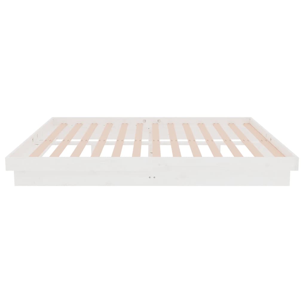 Cadre de lit sans matelas blanc bois massif