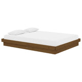 Cadre de lit sans matelas marron miel bois massif