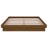 Cadre de lit sans matelas marron miel bois massif