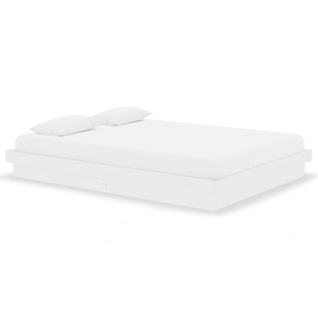 Cadre de lit sans matelas blanc bois massif 140x190 cm