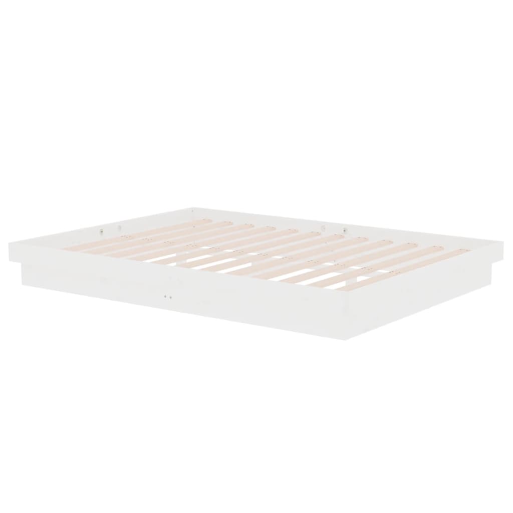 Cadre de lit sans matelas blanc bois massif 140x190 cm