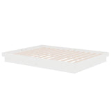 Cadre de lit sans matelas blanc bois massif 140x190 cm