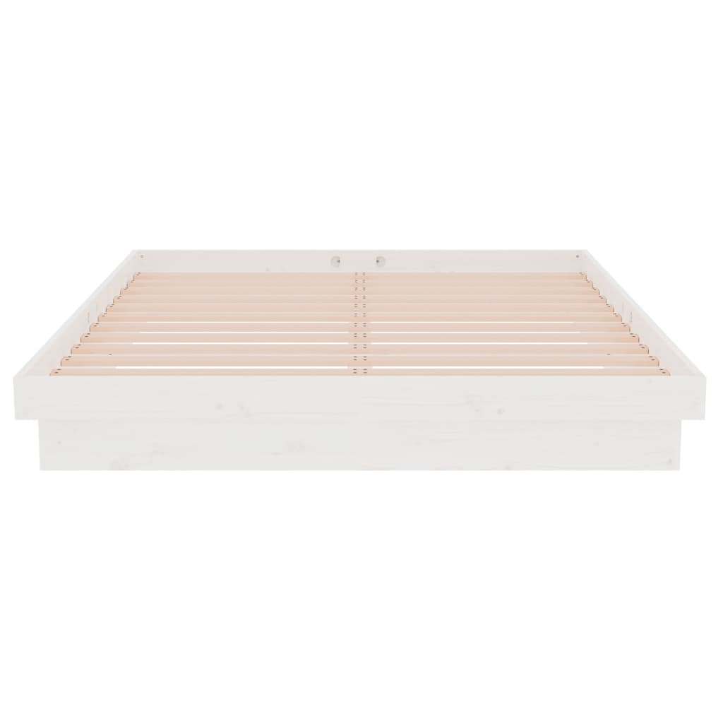 Cadre de lit sans matelas blanc bois massif 140x190 cm