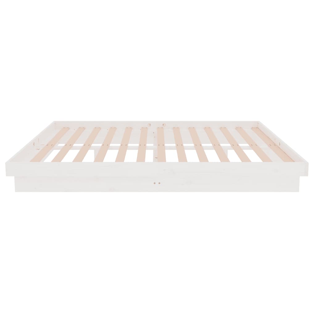 Cadre de lit sans matelas blanc bois massif 140x190 cm