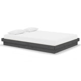 Cadre de lit sans matelas gris bois massif 140x190 cm