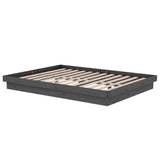 Cadre de lit sans matelas gris bois massif 140x190 cm