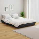 Cadre de lit sans matelas gris bois massif 140x190 cm