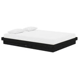 Cadre de lit sans matelas noir bois massif 140x190 cm