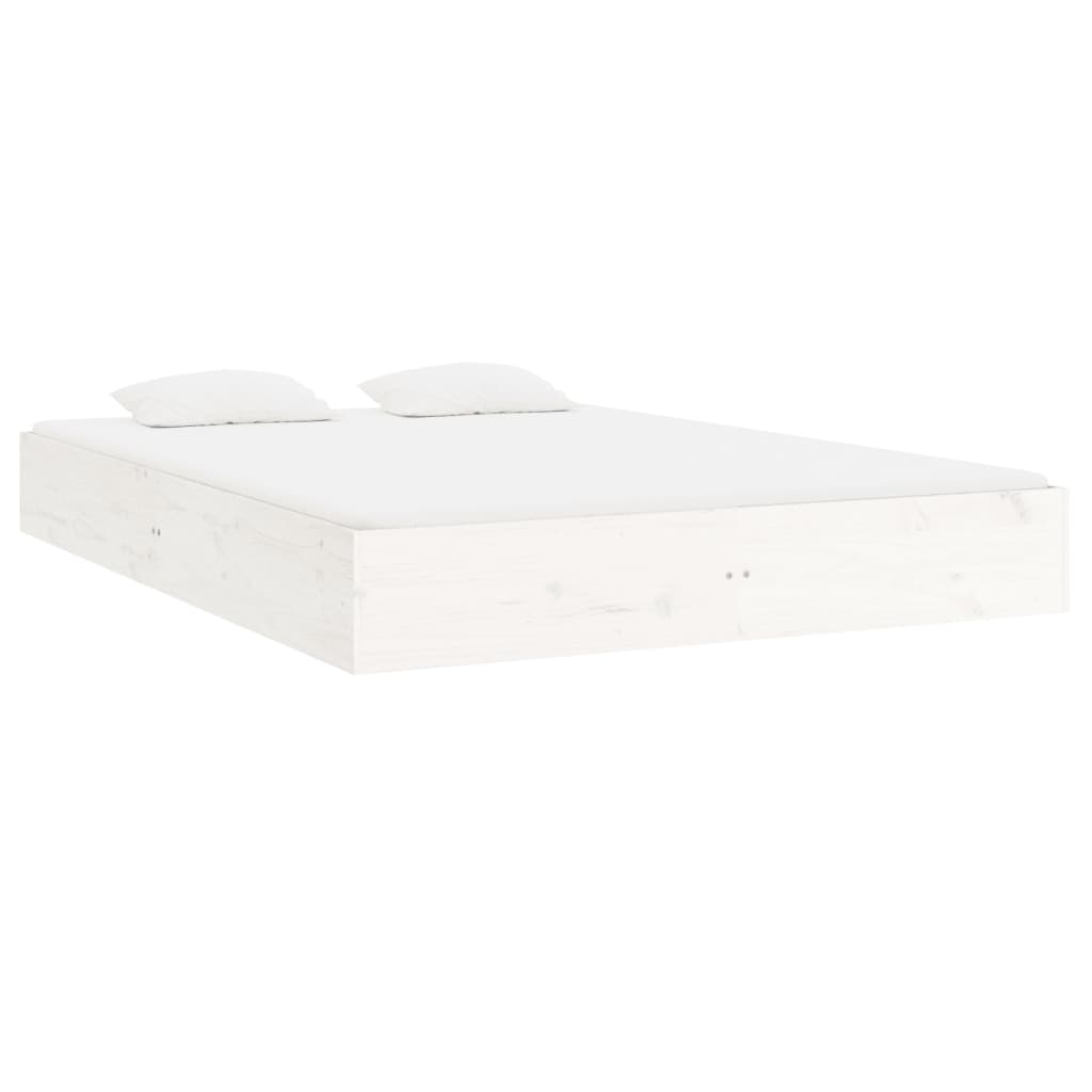 Cadre de lit sans matelas blanc bois massif 200x200 cm