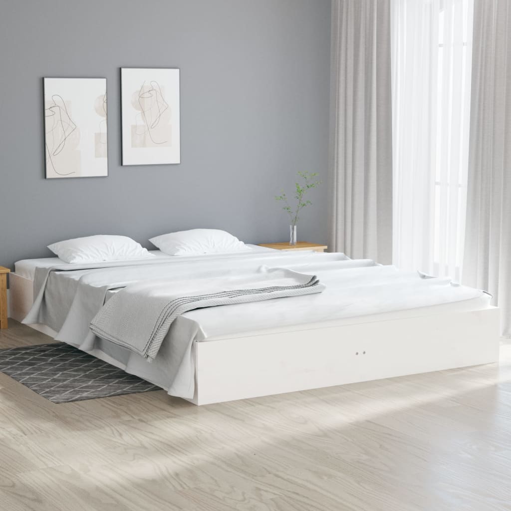 Cadre de lit sans matelas blanc bois massif 200x200 cm