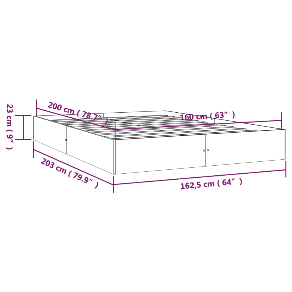 Bettgestell ohne Matratze Massivholz 160x200 cm