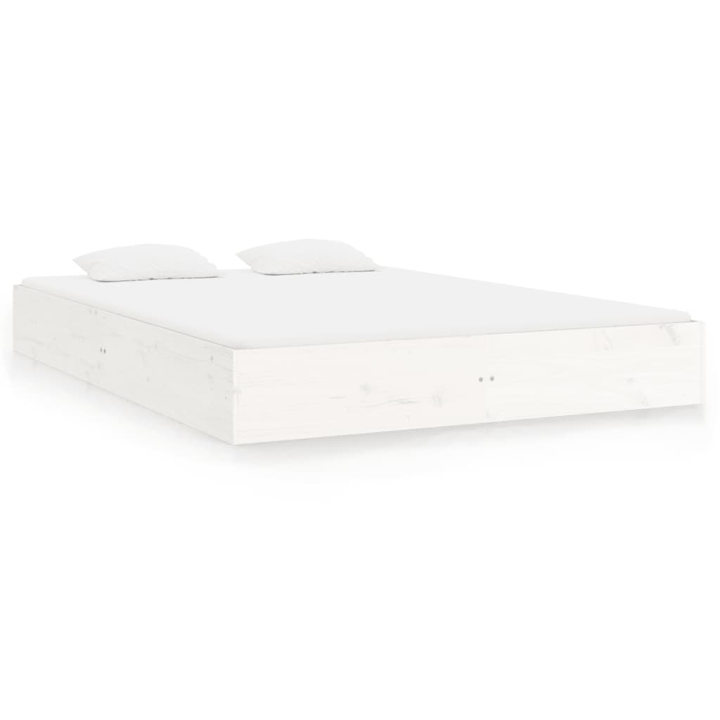 Cadre de lit sans matelas blanc bois massif 160x200 cm