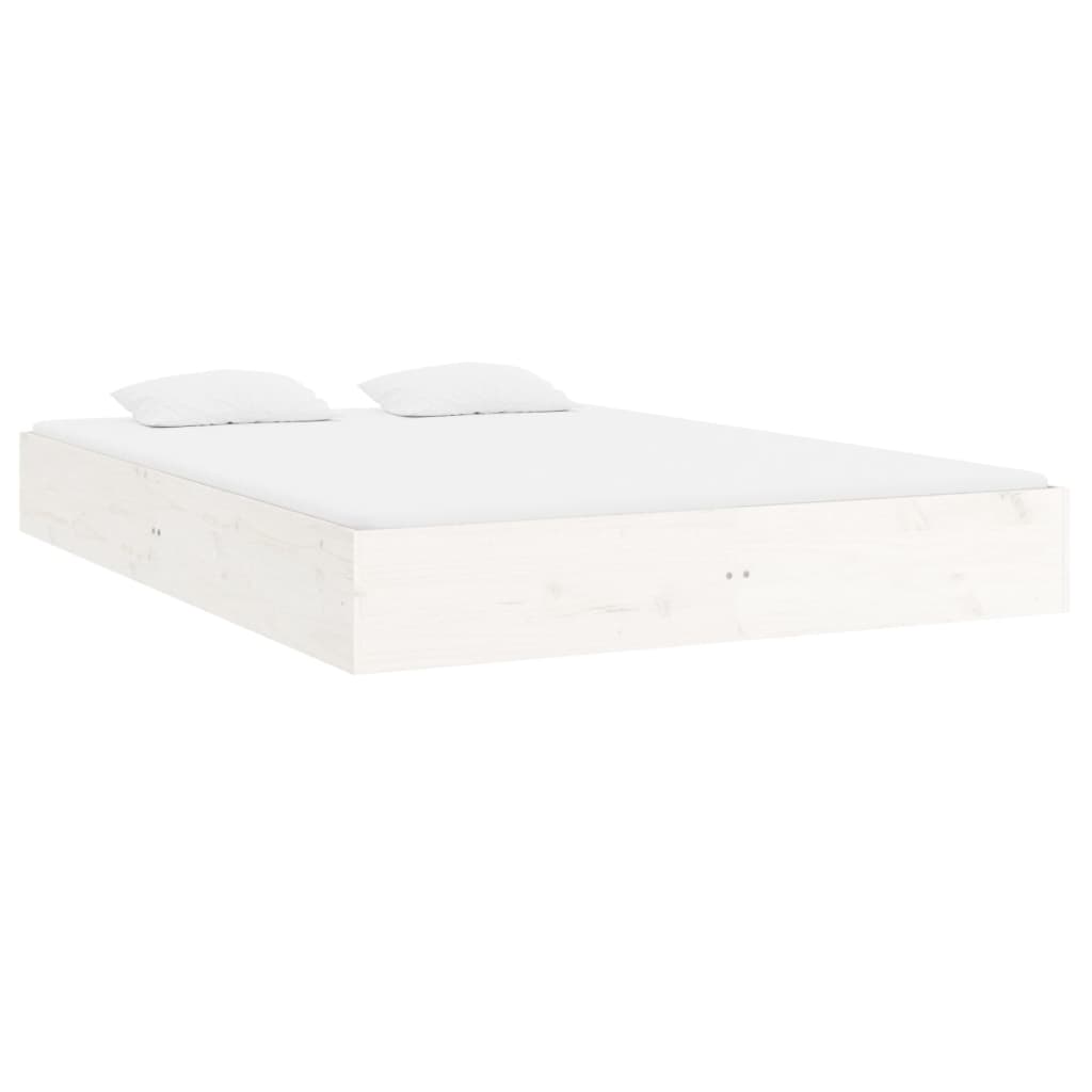 Cadre de lit sans matelas blanc bois massif 160x200 cm