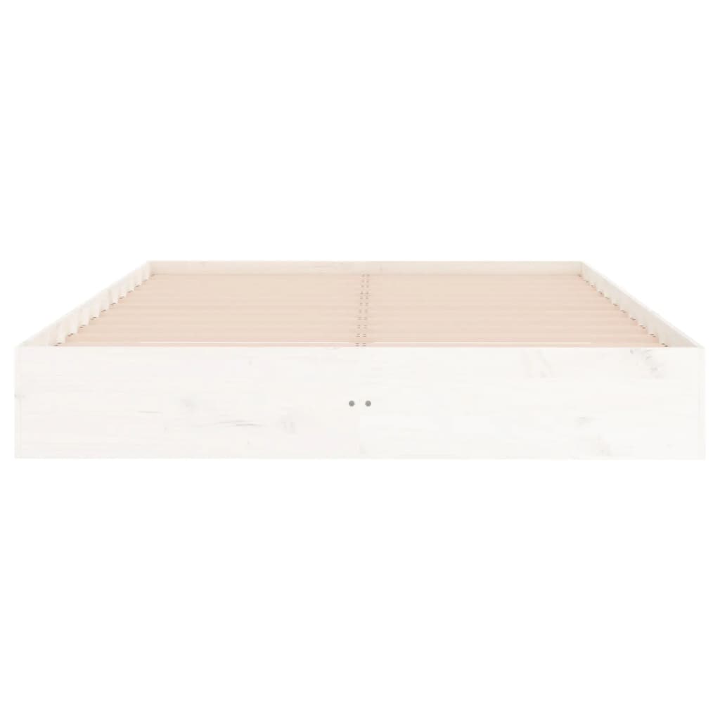 Cadre de lit sans matelas blanc bois massif 160x200 cm